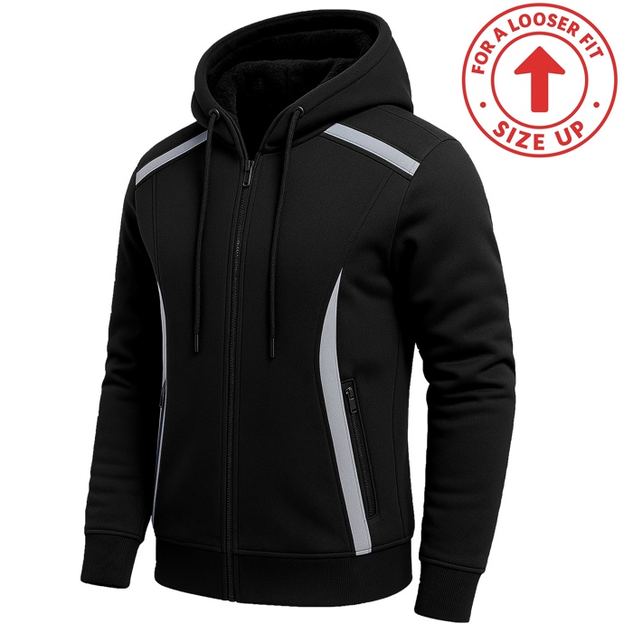 Men's Sherpa Fleece-Lined Reflective Tech Full Zip Hoodie (S to 3XL)